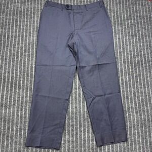 Canali Mens Dress Pants 34 Blue Gray 100% Wool Flat Front Made in Italy Luxury